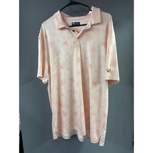 Jack Nicklaus men's golf polo shirt in a peach/pink color/palm tree print. XL